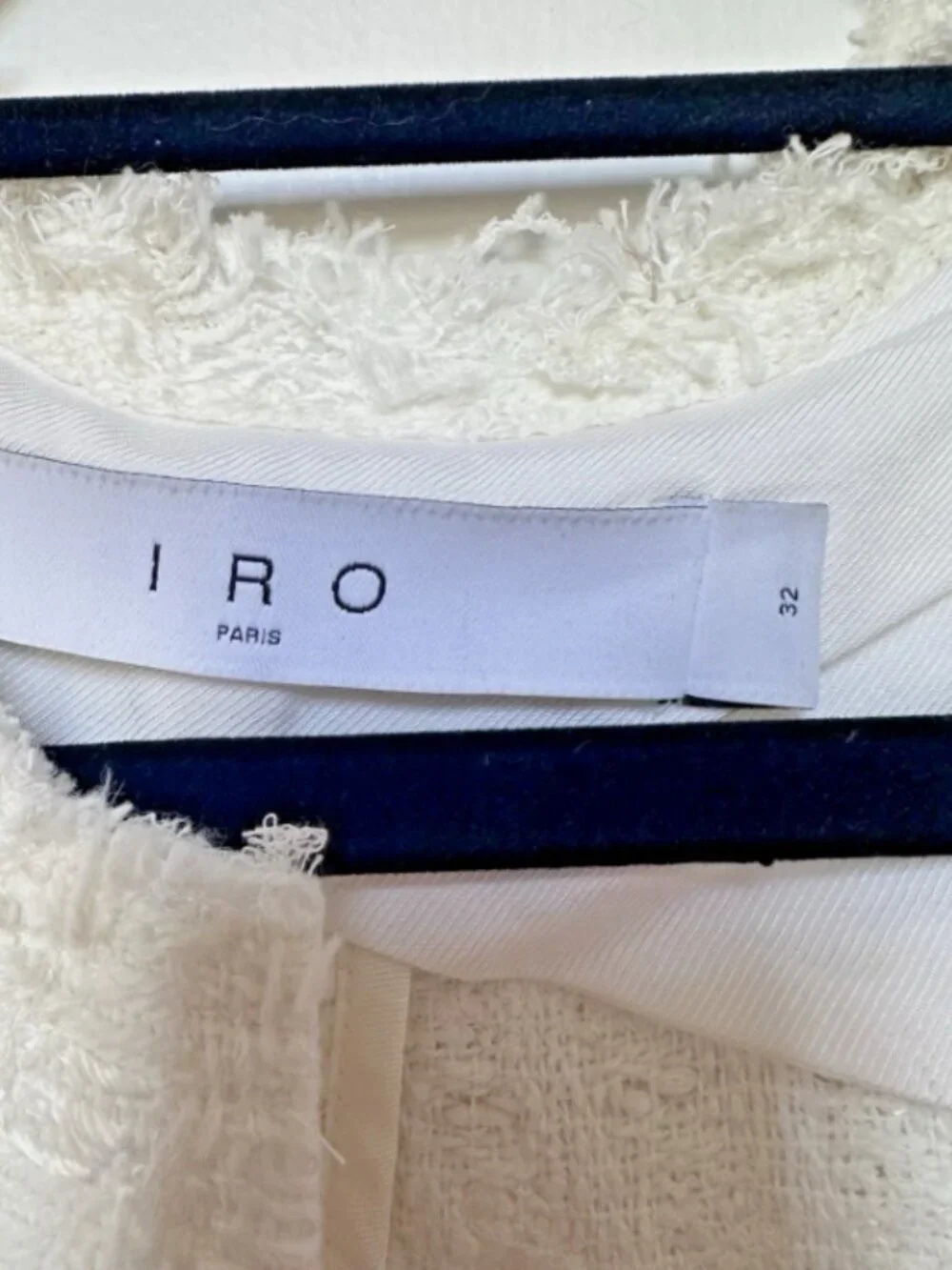 IRO Paris White Lubna Tweed Fringe Collarless Cropped Jacket Blazer Size 32 / 0